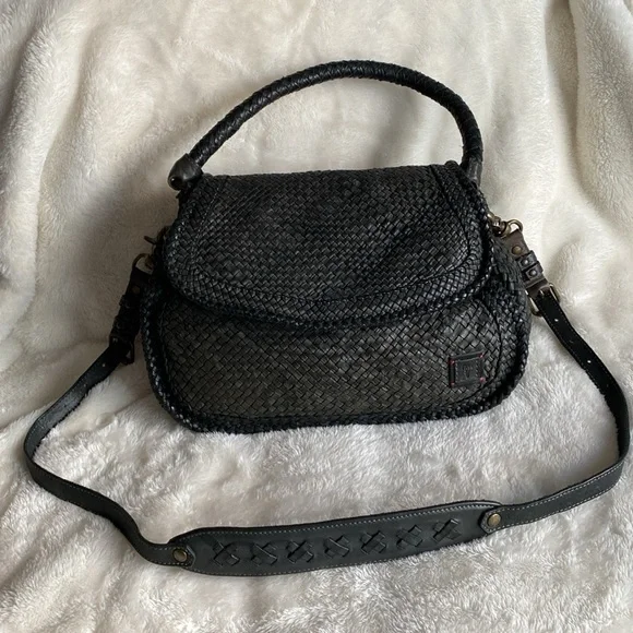 Vintage "NWT" Frye Grey Woven Leather Satchel - Picture 2 of 13